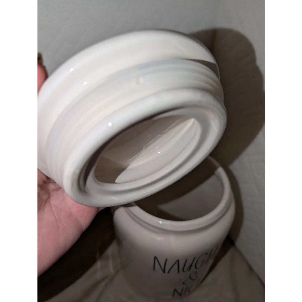 Rae Dunn White Black Naughty Nice Food Storage Jar One Size